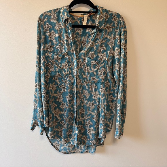 Anthropologie Pilcro Leilani Button Front Shirt Tunic Top Women’s Size Medium - Picture 3 of 15